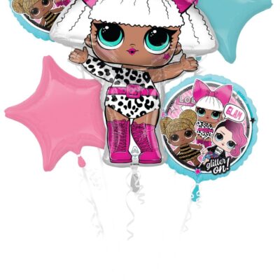 LOL Glam Giant 5 Piece Foil Balloon Bouquet