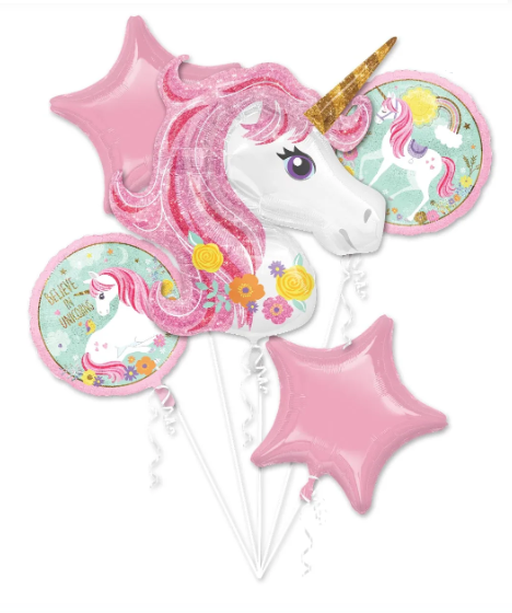 Unicorn Giant 5 Piece Foil Balloon Bouquet